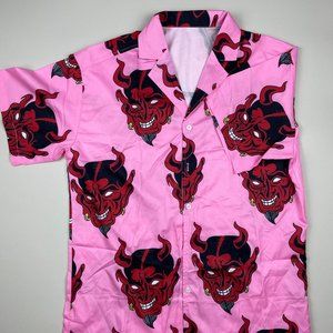 Devil print short sleeve button shirt